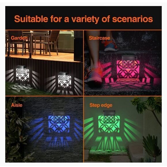 NEW Otdair Solar Color Changing Fence Lights Outdoor Waterproof LED Wall Lamps - Picture 7 of 12